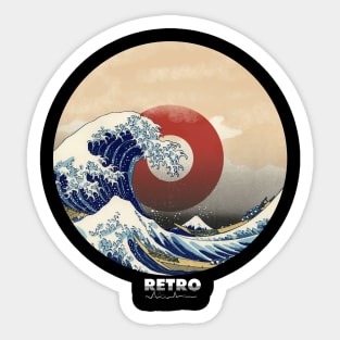 vinyl records great retro wave kanagawa vintage wave Sticker